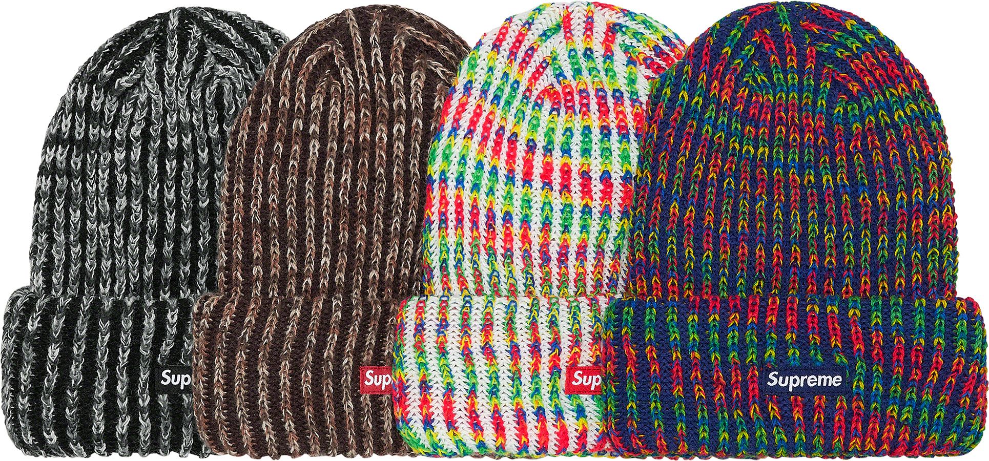 帽子 Supreme Rainbow Loose Gauge Beanie Olive Supreme Rainbow Knit Loose Gauge Beanie (FW20) - $34