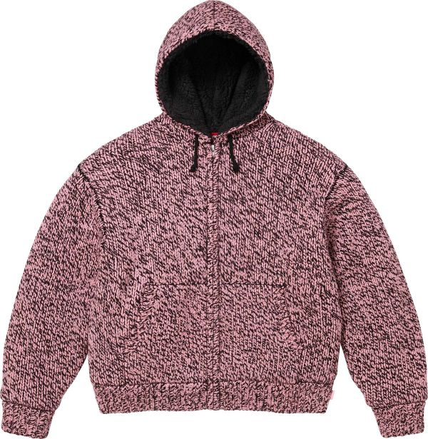 Faux Shearling Lined Zip Up Hooded Sweater