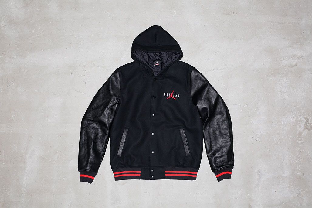 B*8様 Supreme Jordan Hooded Varsity Jacke SUPREME X JORDAN VARSITY HOODED 