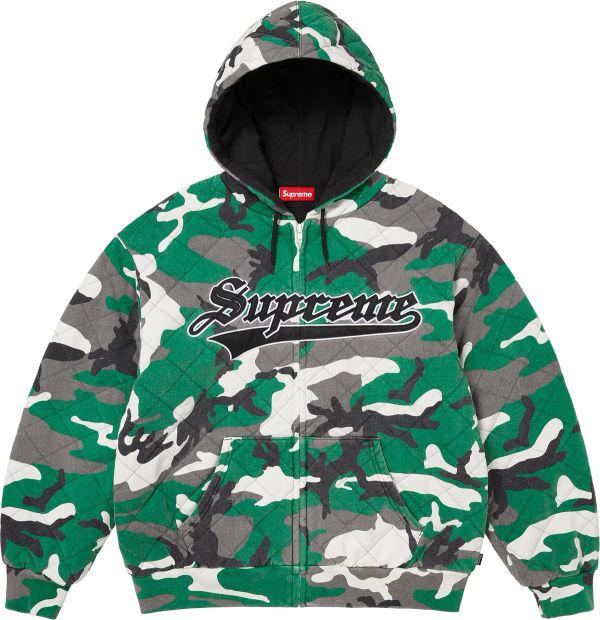 Quilted Zip Up Hooded Sweatshirt