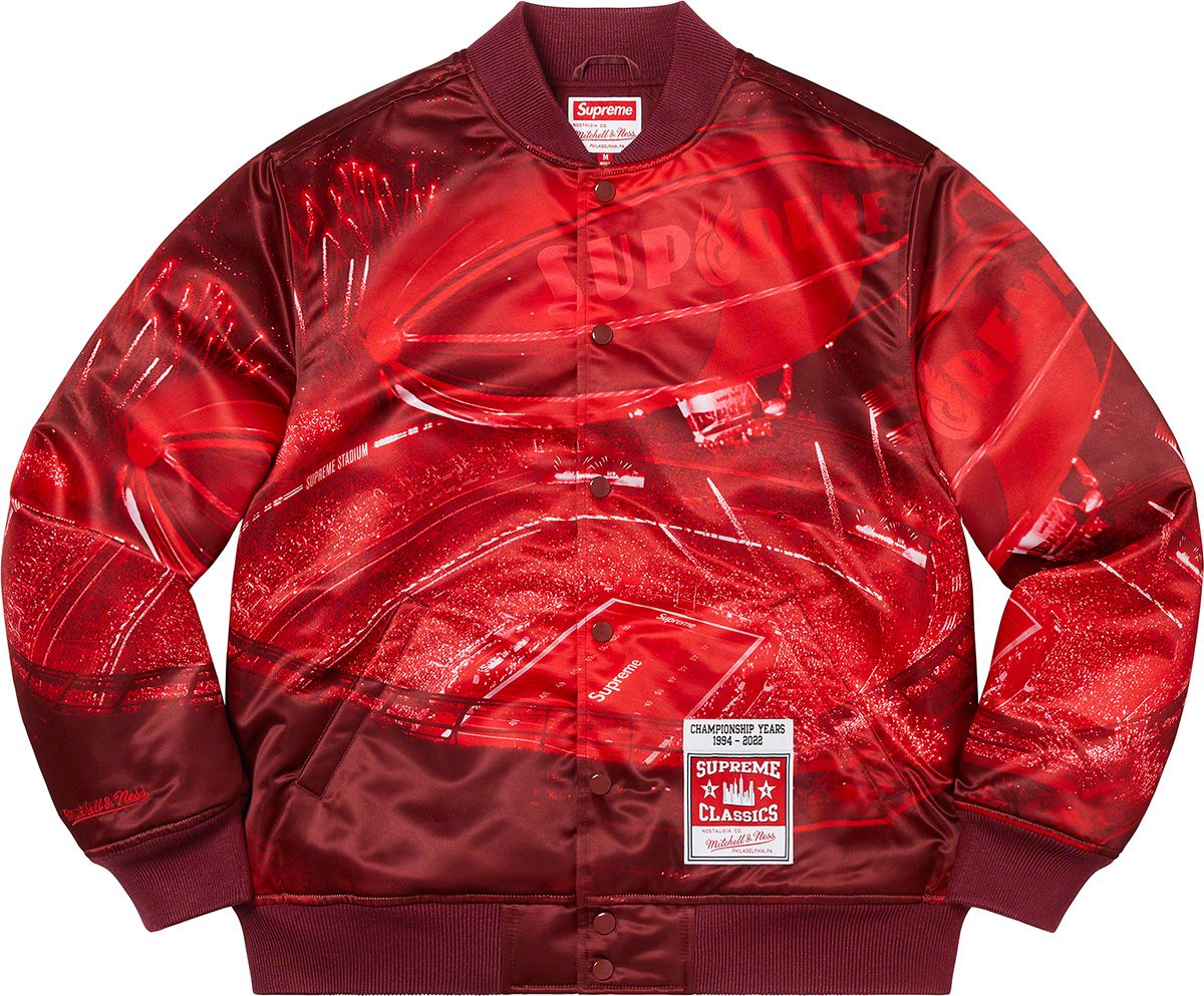 Supreme®/Mitchell & Ness® Satin Varsity Supreme x Mitchell & Ness Satin Varsity Jacket Black – PIECES