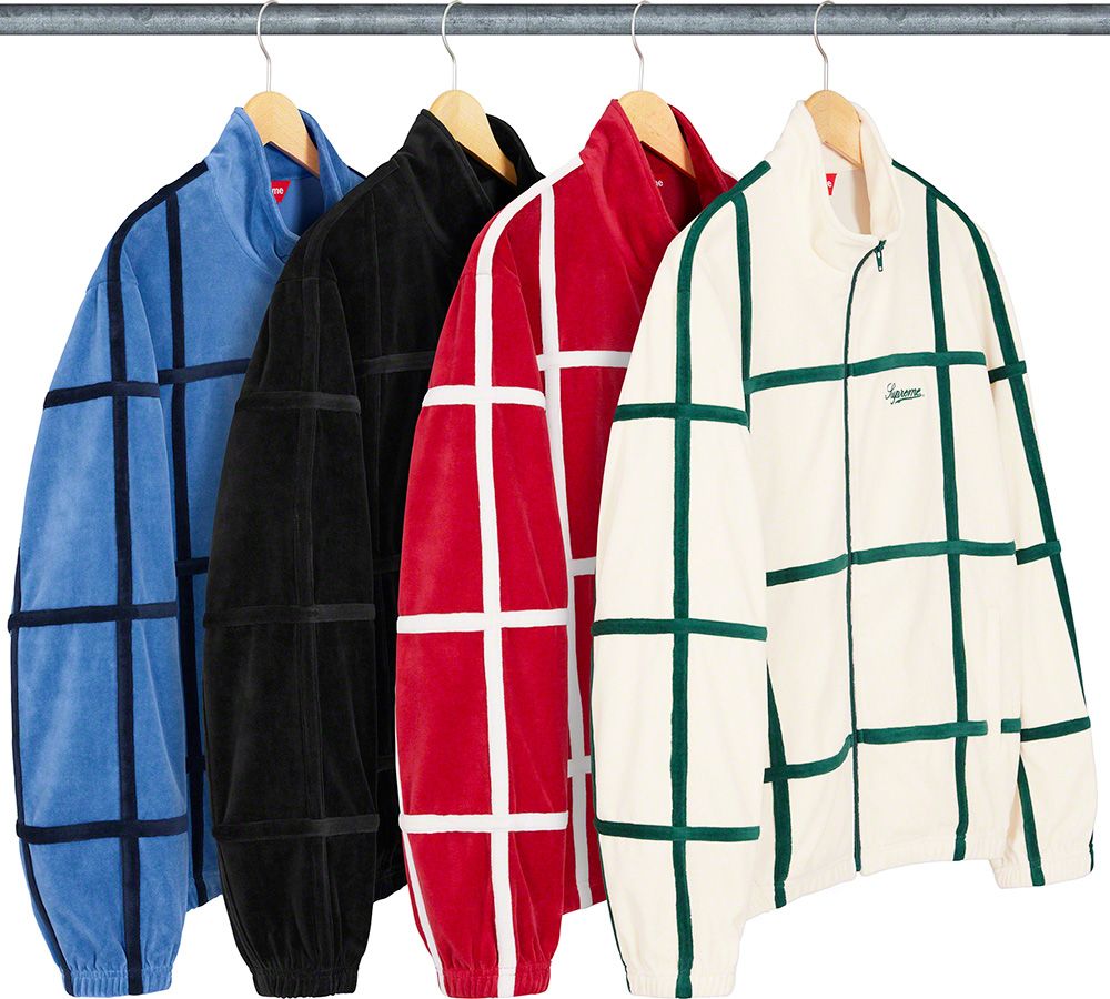 supreme grid taping velour jacket L レッド Supreme - supreme grid taping velour jacket L レッドの通販