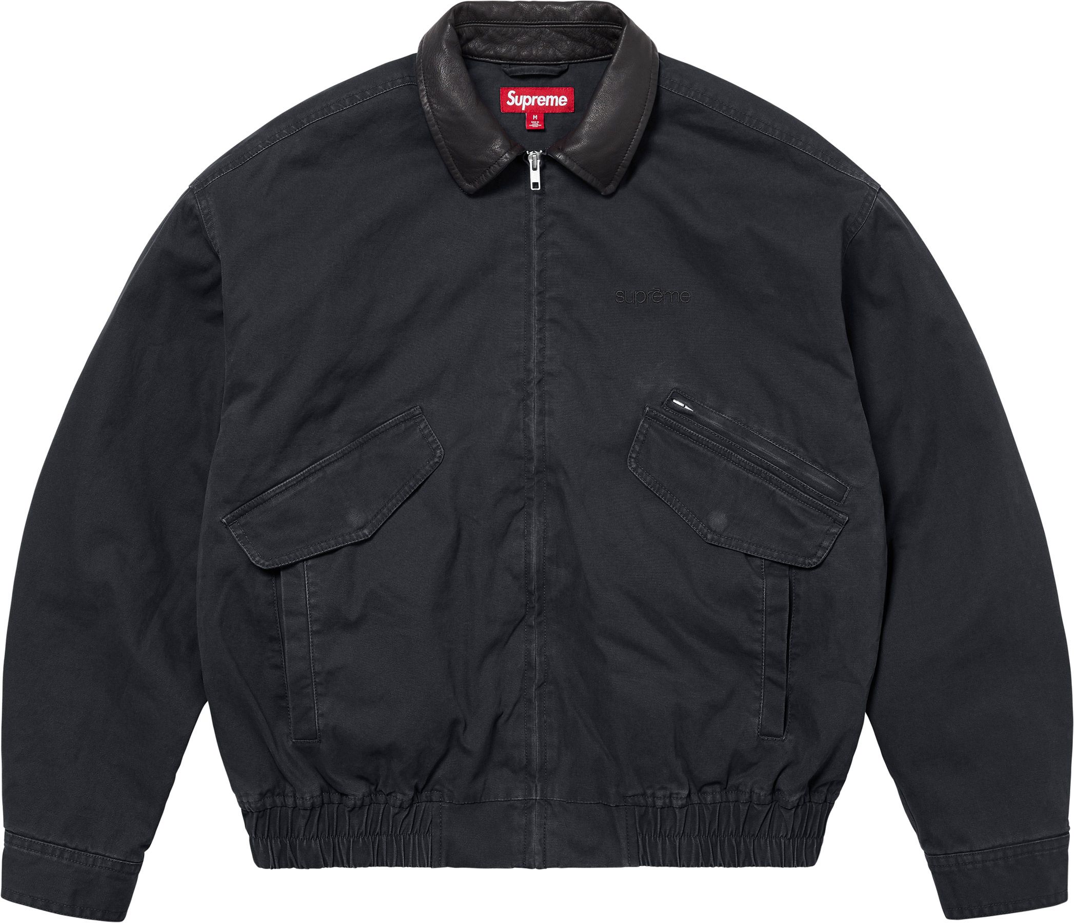【オリーブ・XXL】Leather Collar Utility Jacket Leather_Collar_Utility_Jacket_