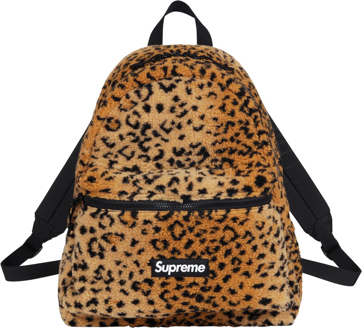 バッグ 2017AW Supreme Leopard Fleece Backpack Supreme Leopard Fleece Backpack White - FW17 - US