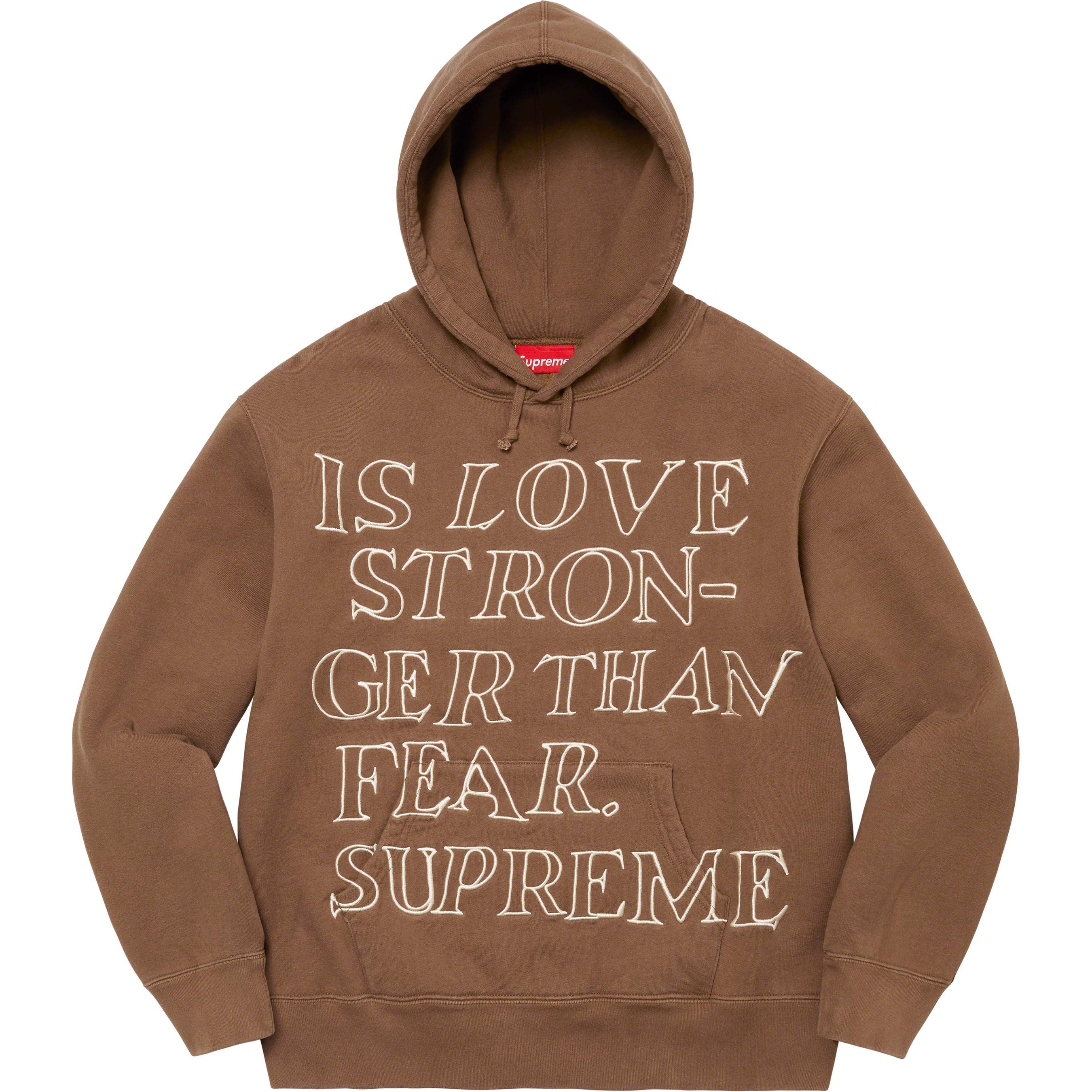 トップス SUPREME Stronger Than Fear Hooded shirts Supreme Stronger Than Fear Hooded Sweatshirt Black Men's