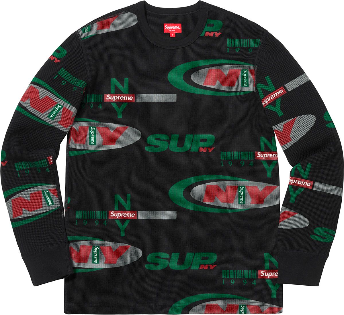 SUPREME18AW NY WAFFLE THERMAL ブラックシュプリーム 中古・古着通販】SUPREME (シュプリーム) 18AW NY Waffle