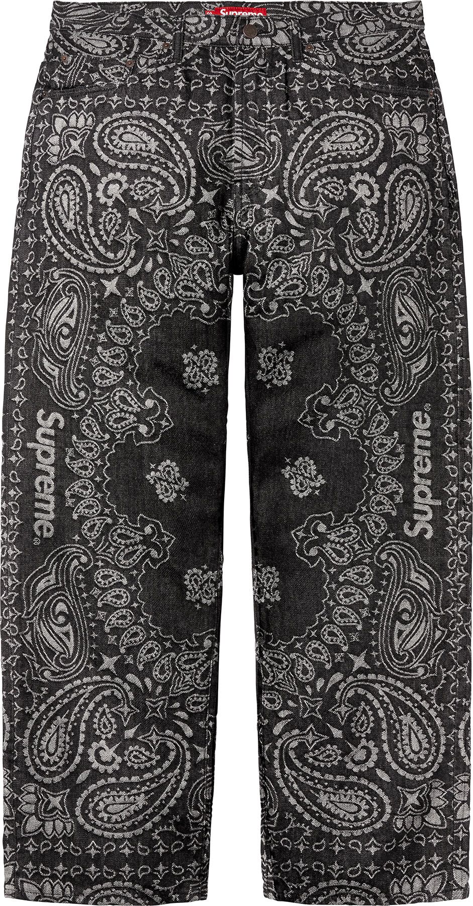 小物 Supreme Bandana Jacquard Baggy JeanBlack Supreme Bandana Jacquard Baggy Jean (SS25) - $268