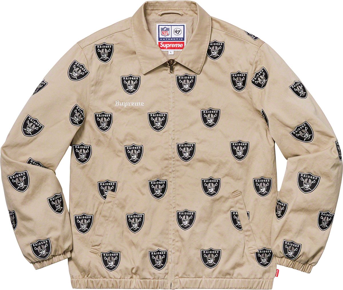 Supreme NFL Raiders versity ジャケット　19ss 19ss Supreme NFL Raiders versity Jacket Blouson Logo Black