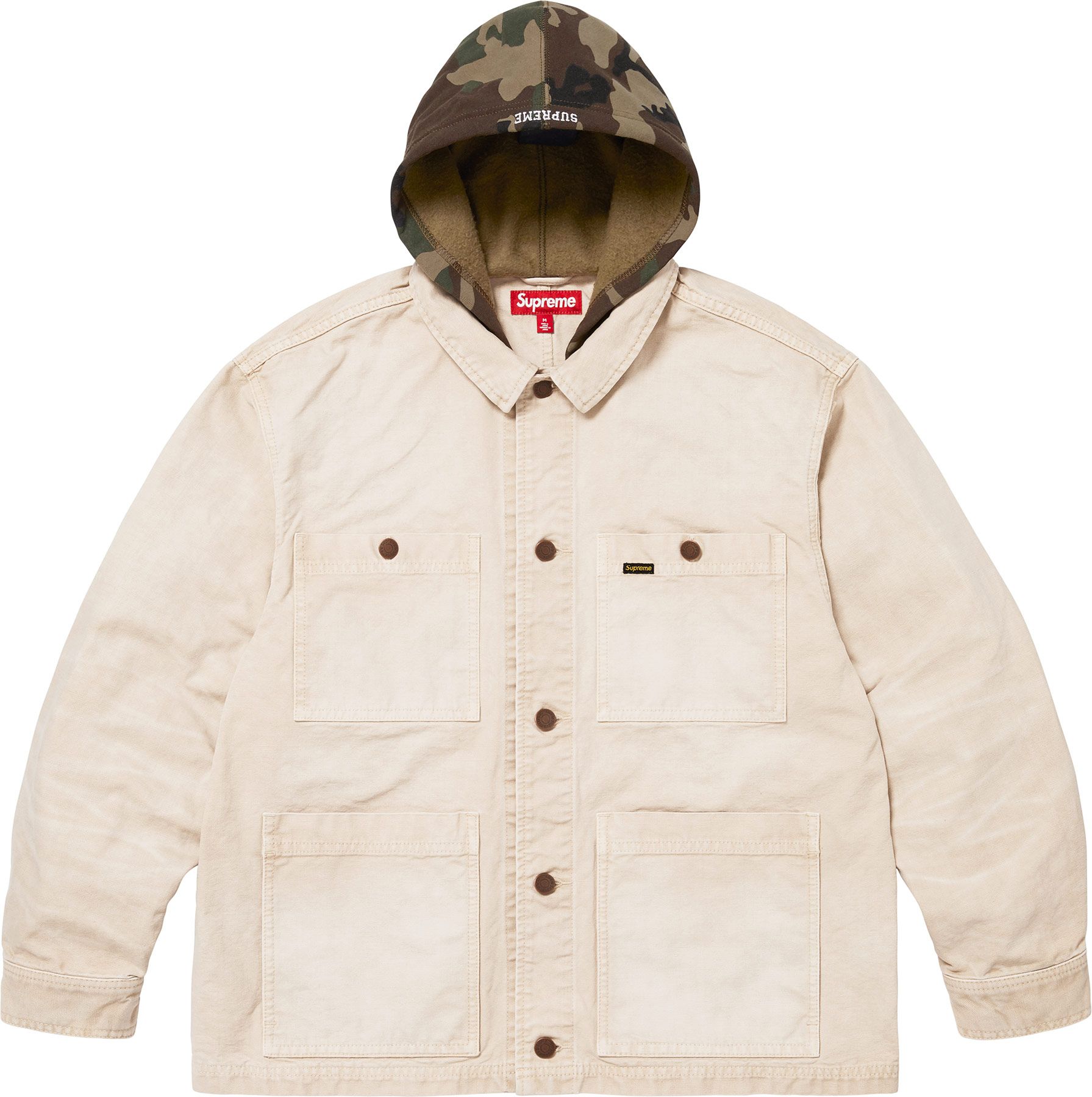 ジャケット・アウター Supreme Worn Hooded Chore Coat Supreme Worn Hooded Chore Coat Black Natural Brown Denim