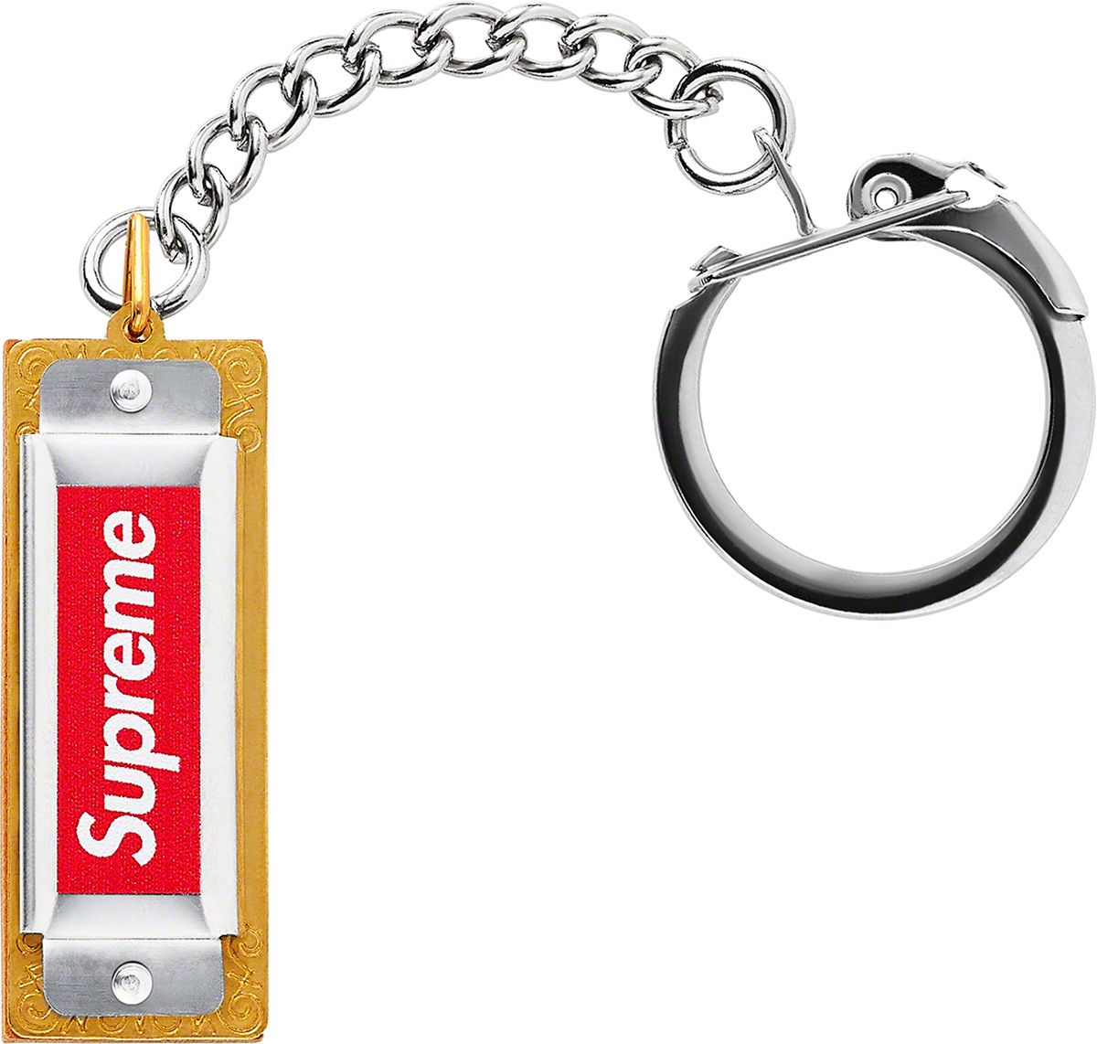 小物 Supreme key chain W OVY Supreme Oval Logo Keychain Silver