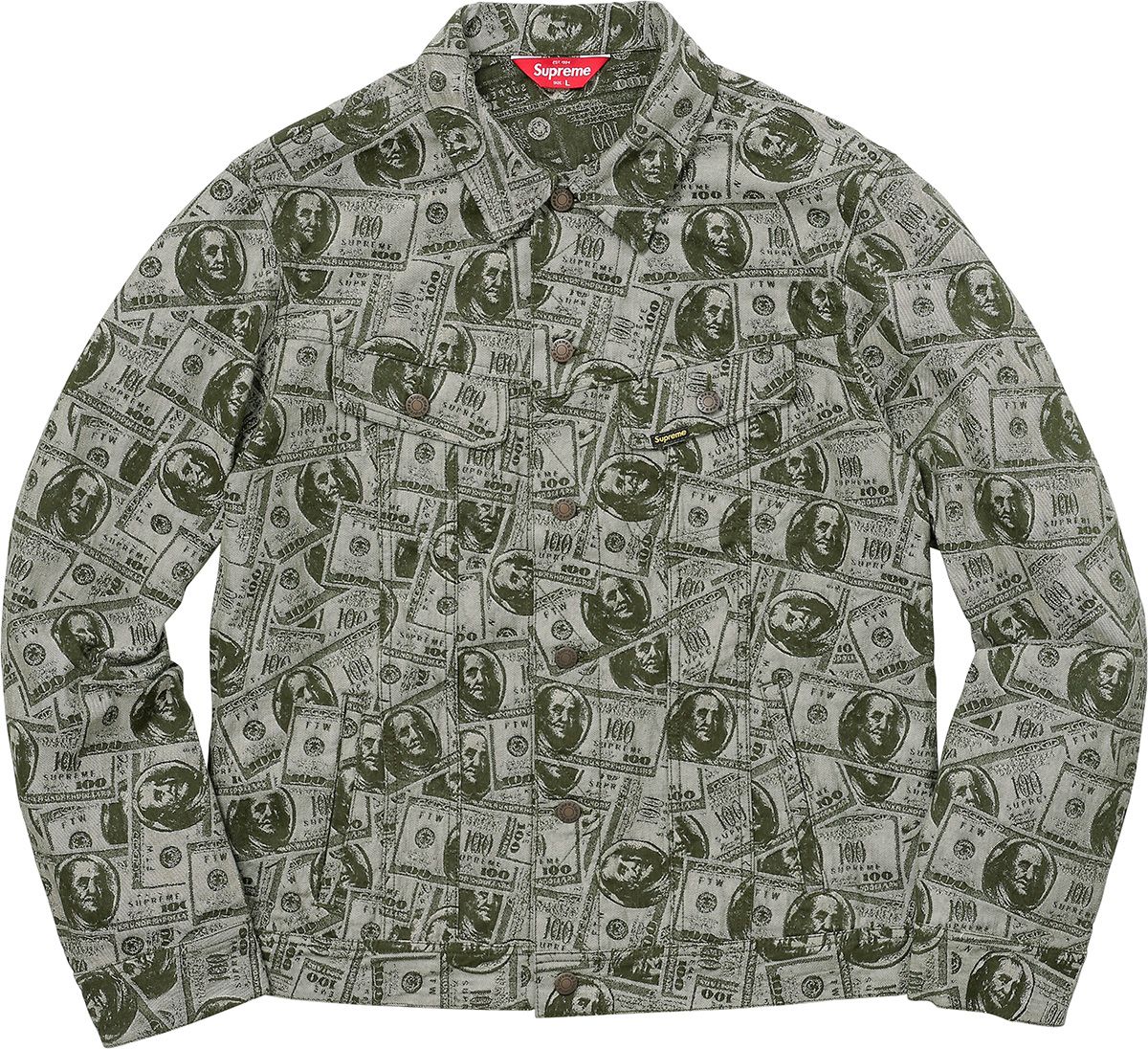 ジャケット・アウター supreme 100 Dollar Bill Trucker Jacket L Fall/Winter 2017 Preview – Supreme
