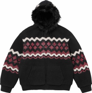 Sequin Lined Hooded Zip Up Sweater