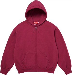 Satin Appliqué Zip Up Hooded Sweatshirt