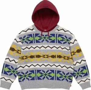 Pattern Knit Hooded Sweater
