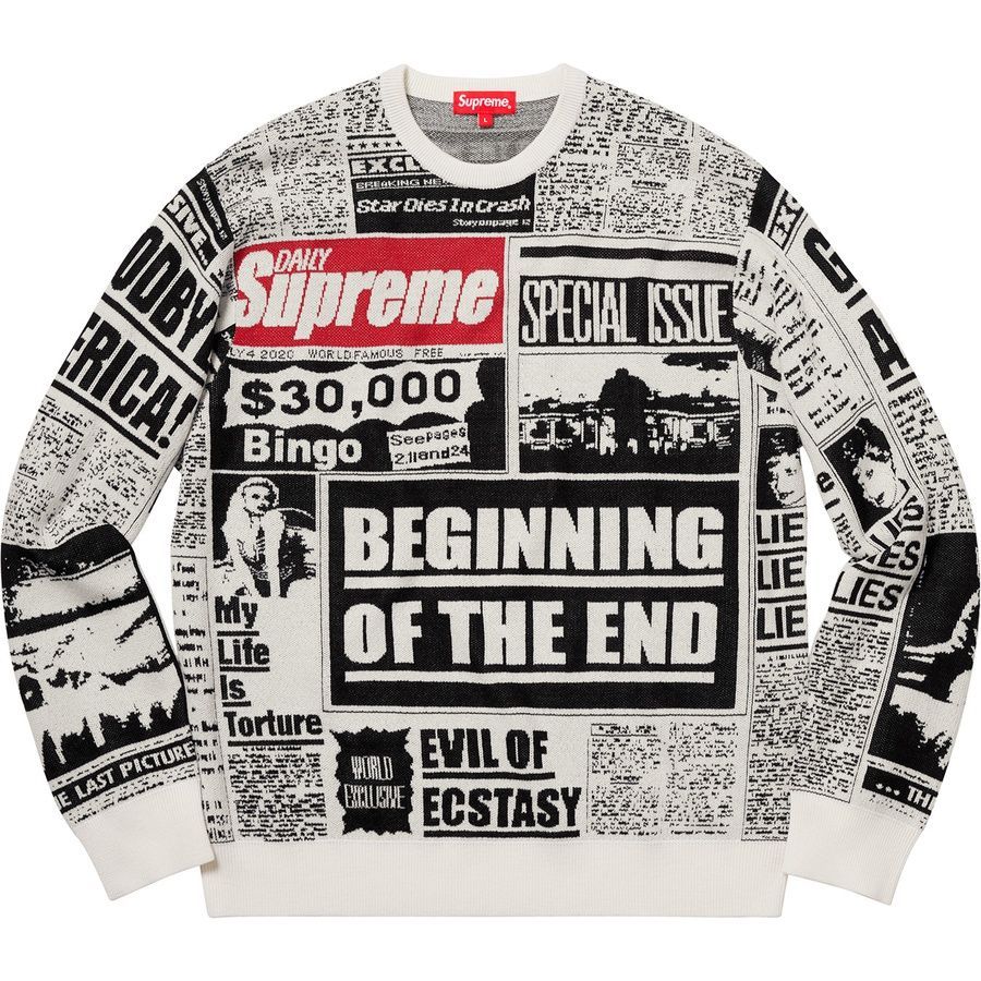トップス Supreme Newsprint Sweater Multi L Fall/Winter 2018 Preview – Supreme