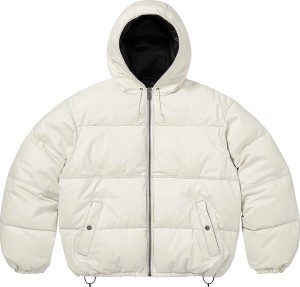 Schott Leather Down Hooded Puffer Jacket