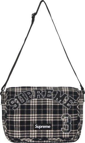 Appliqué Flannel Messenger Bag
