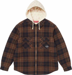 Thermal Lined Hooded Flannel Zip Up Shirt