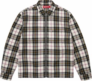 Metallic Flannel Zip Up Shirt