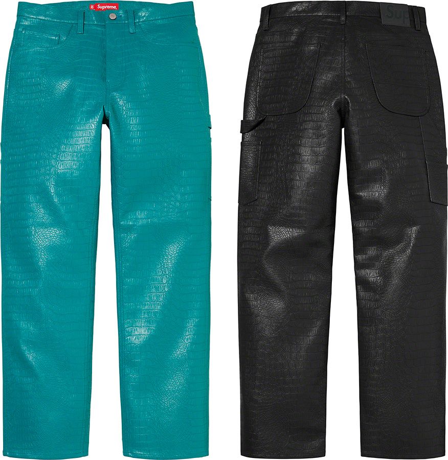 supreme Faux Croc Painter Pant レザー　パンツ L Spring/Summer 2022 Preview – Supreme