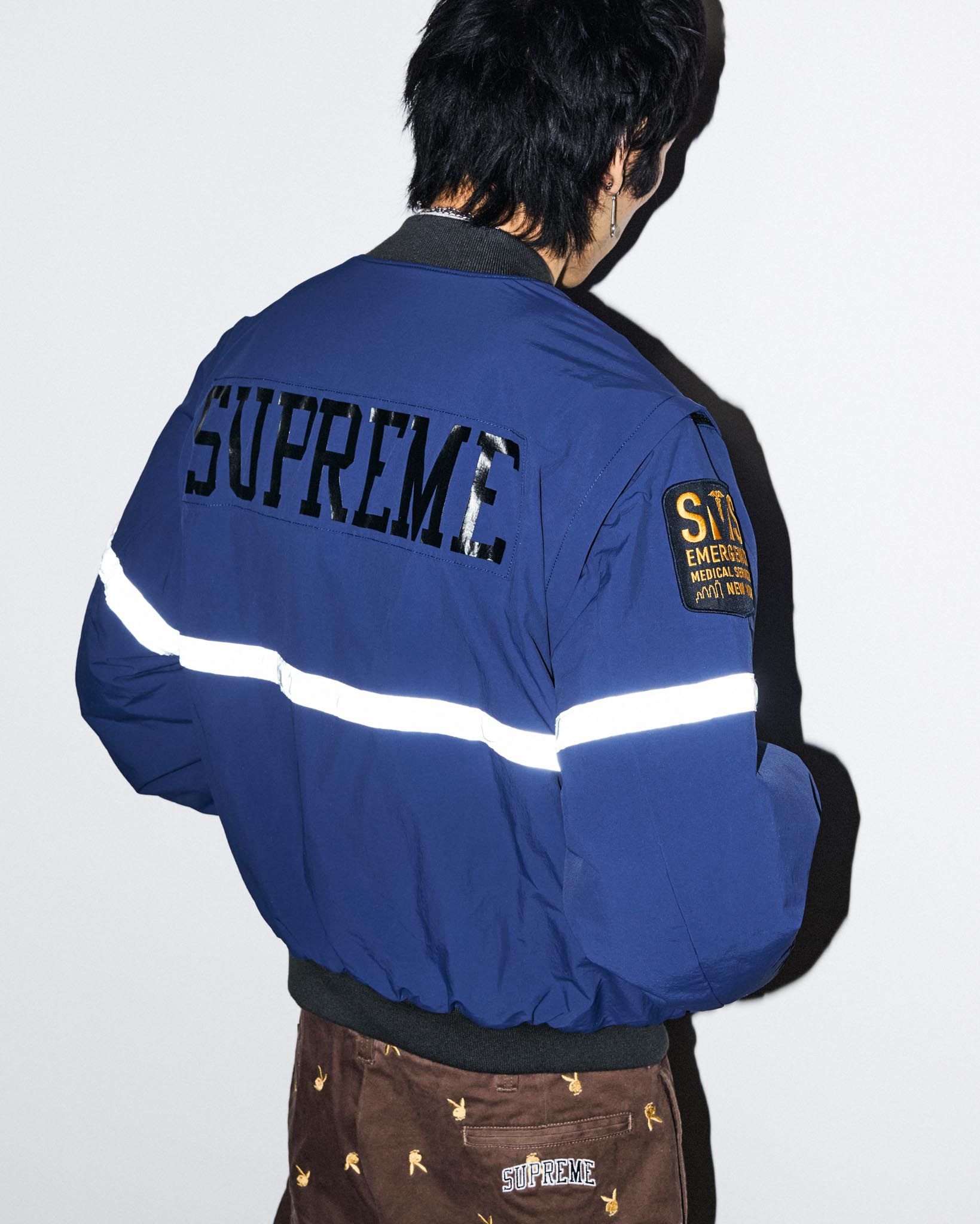 ロ*ト様 SUPREME ボタンアップジャケット L ブルー ロ*ト様 SUPREME