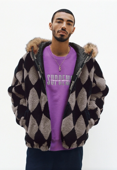 Diamond Faux Fur Jacket, World Famous Crewneck Sweatshirt, Warm Up Pant image 12