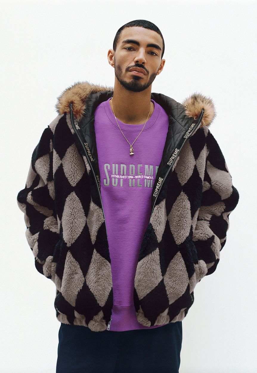 Diamond Faux Fur Jacket, World Famous Crewneck Sweatshirt, Warm Up Pant image 7/26
