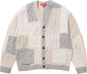 Patchwork Cable Knit Cardigan