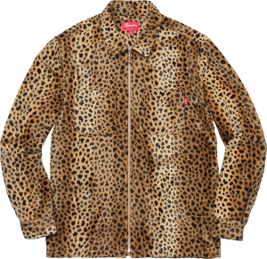 Cheetah Pile Zip Up Shirt