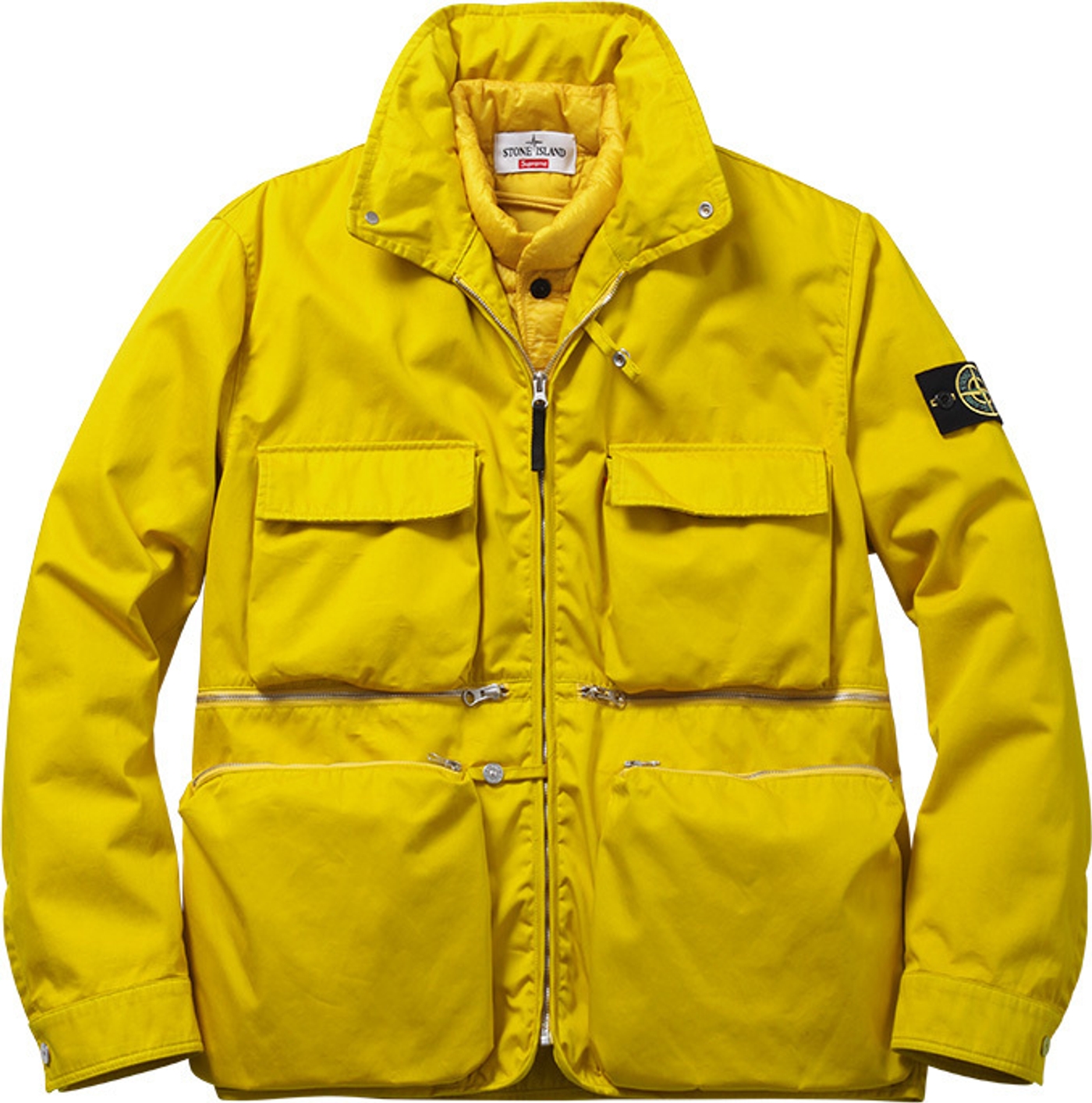 Raso Gommato Cover Nero Jacket 
Wind and water-resistant cotton with removable down liner. Removable eye mask with stow away hood.<br>
Made by Stone Island<br> (8/36)