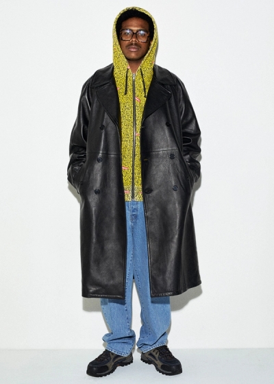 Supreme®/Schott® Leather Trench Coat, Supreme/IRAK Zip Up Hooded Sweatshirt, Baggy Jean image 14