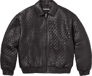 Woven Leather Varsity Jacket