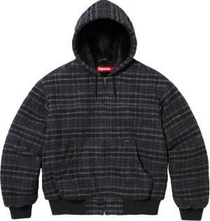 Plaid Wool Hooded Work Jacket