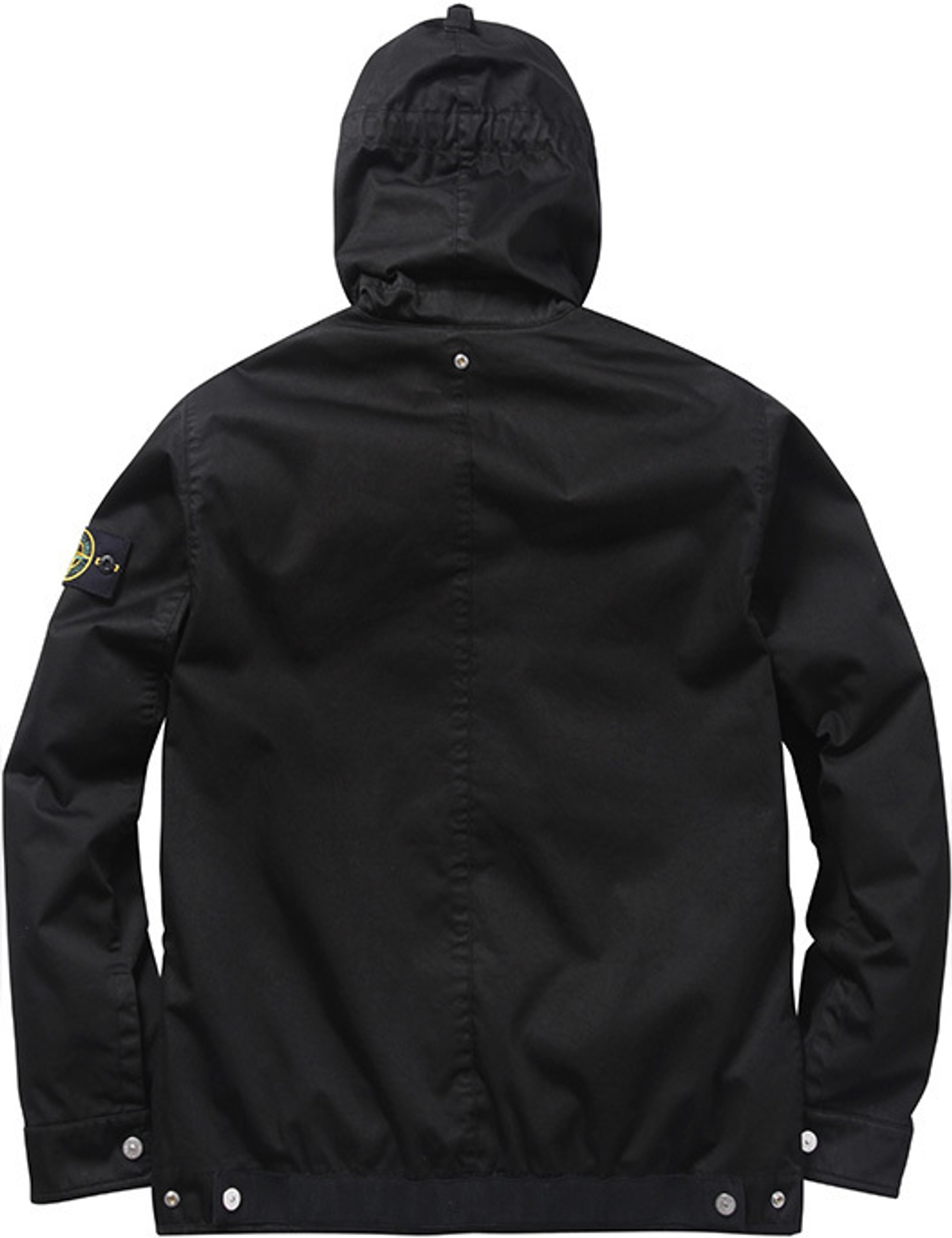 Raso Gommato Cover Nero Jacket 
Wind and water-resistant cotton with removable down liner. Removable eye mask with stow away hood.<br>
Made by Stone Island<br> (23/36)