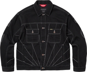 Radial Embroidered Denim Trucker Jacket
