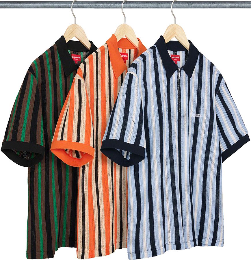 Open Knit Stripe Zip Polo – Supreme