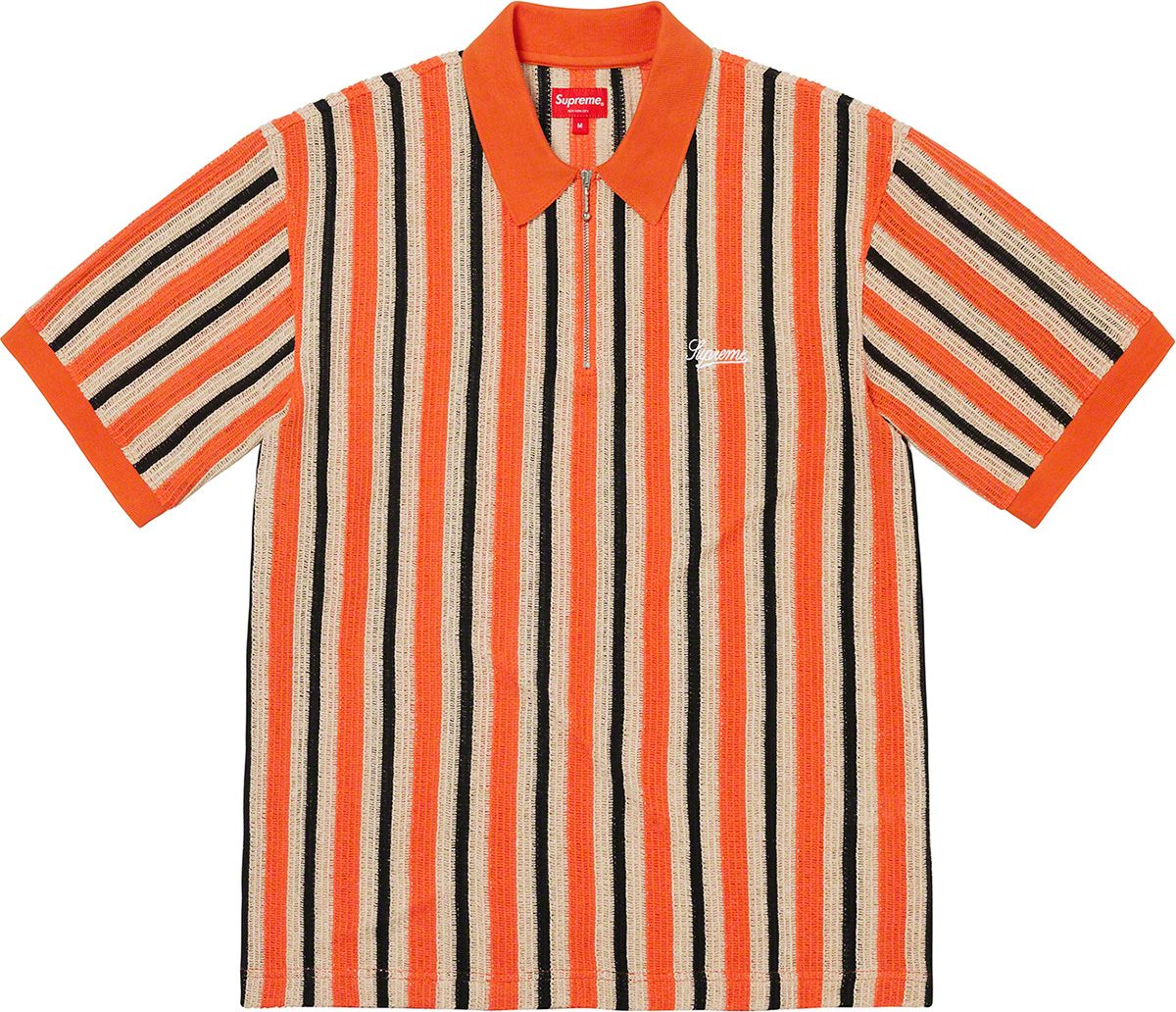 Open Knit Stripe Zip Polo – Supreme