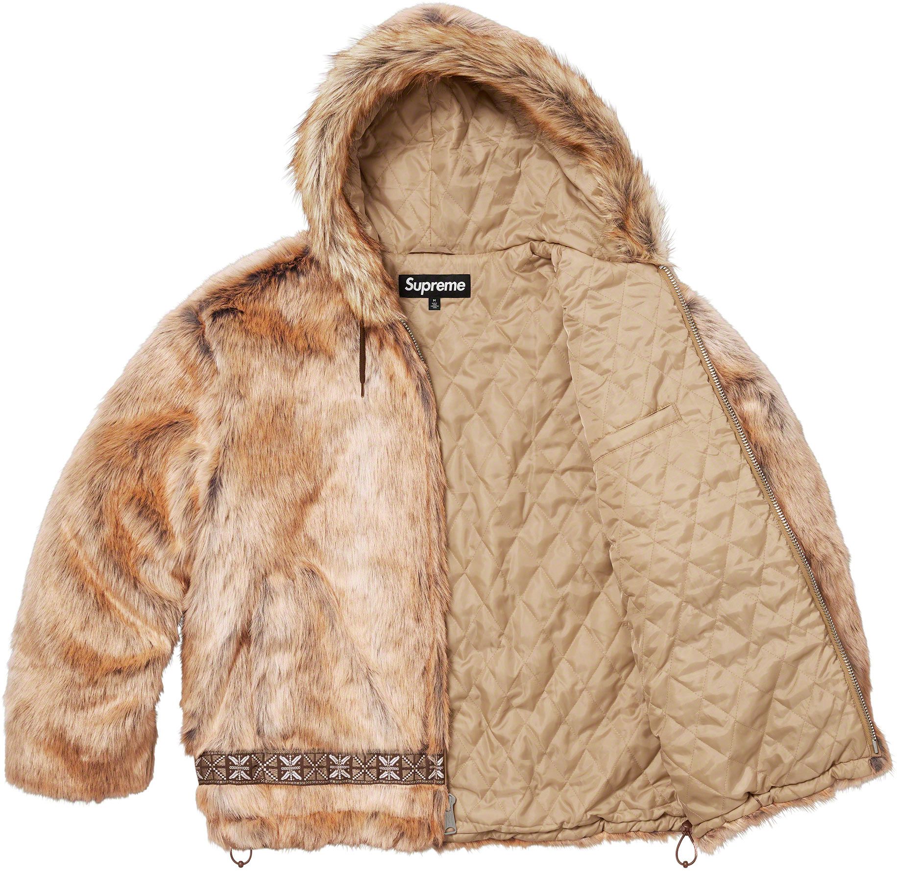 Supreme hooded fur coat size online medium