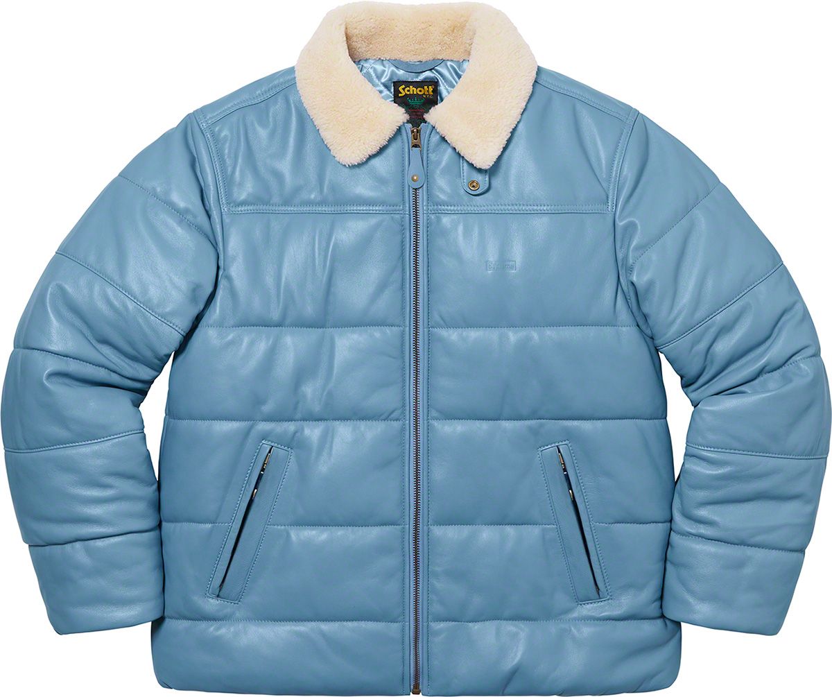 Leather collar puffy jacket supreme online