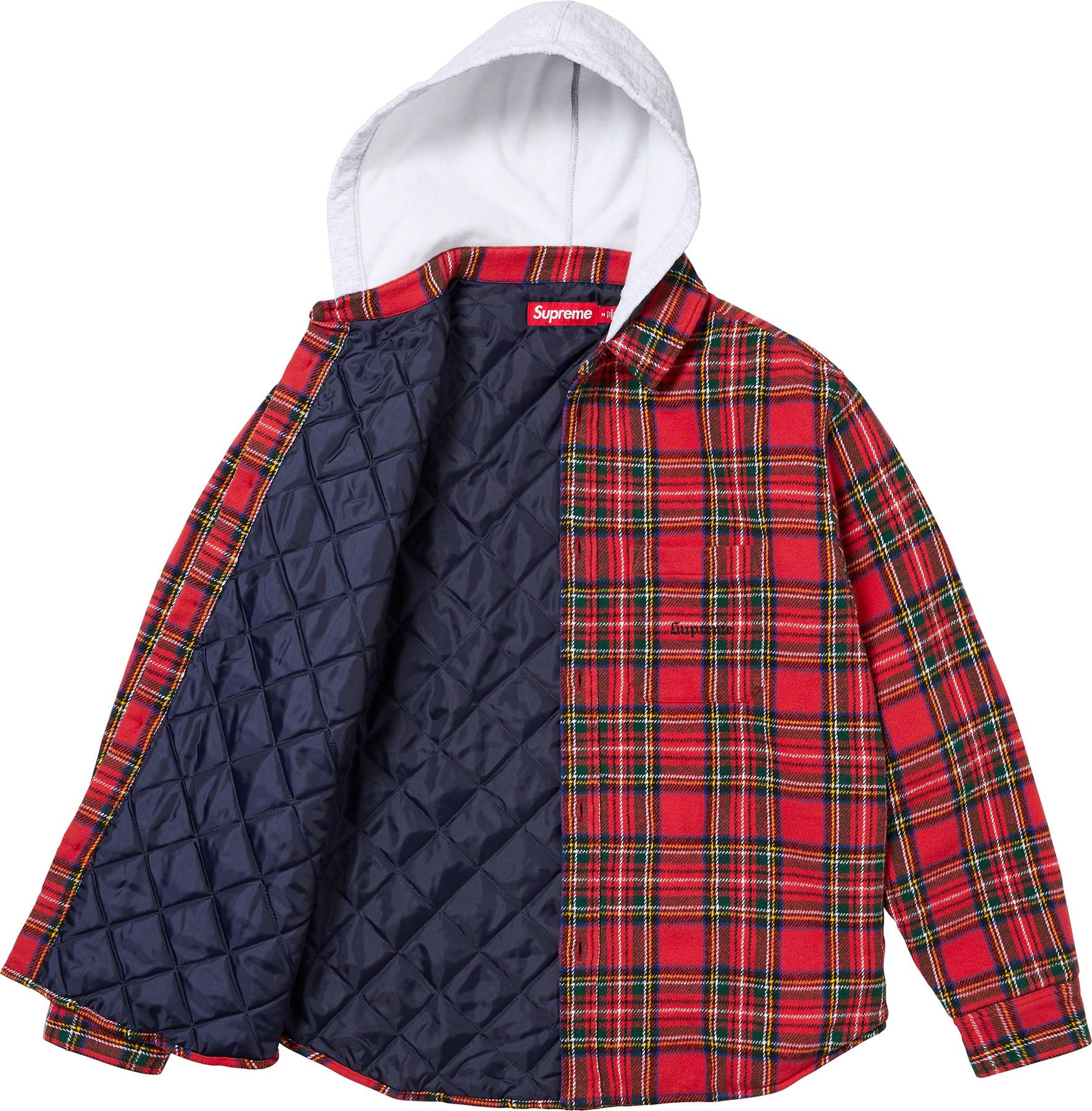 Supreme hooded plaid flannel shirt on sale