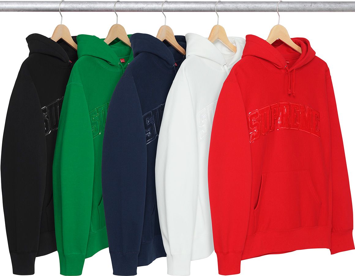 Patent/Chenille Arc Logo Hooded Sweatshirt – Supreme