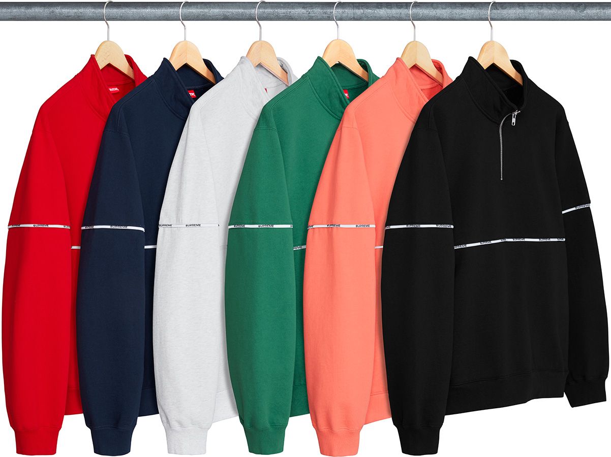 Supreme Logo outlets Piping Half-Zip Sweatshirt