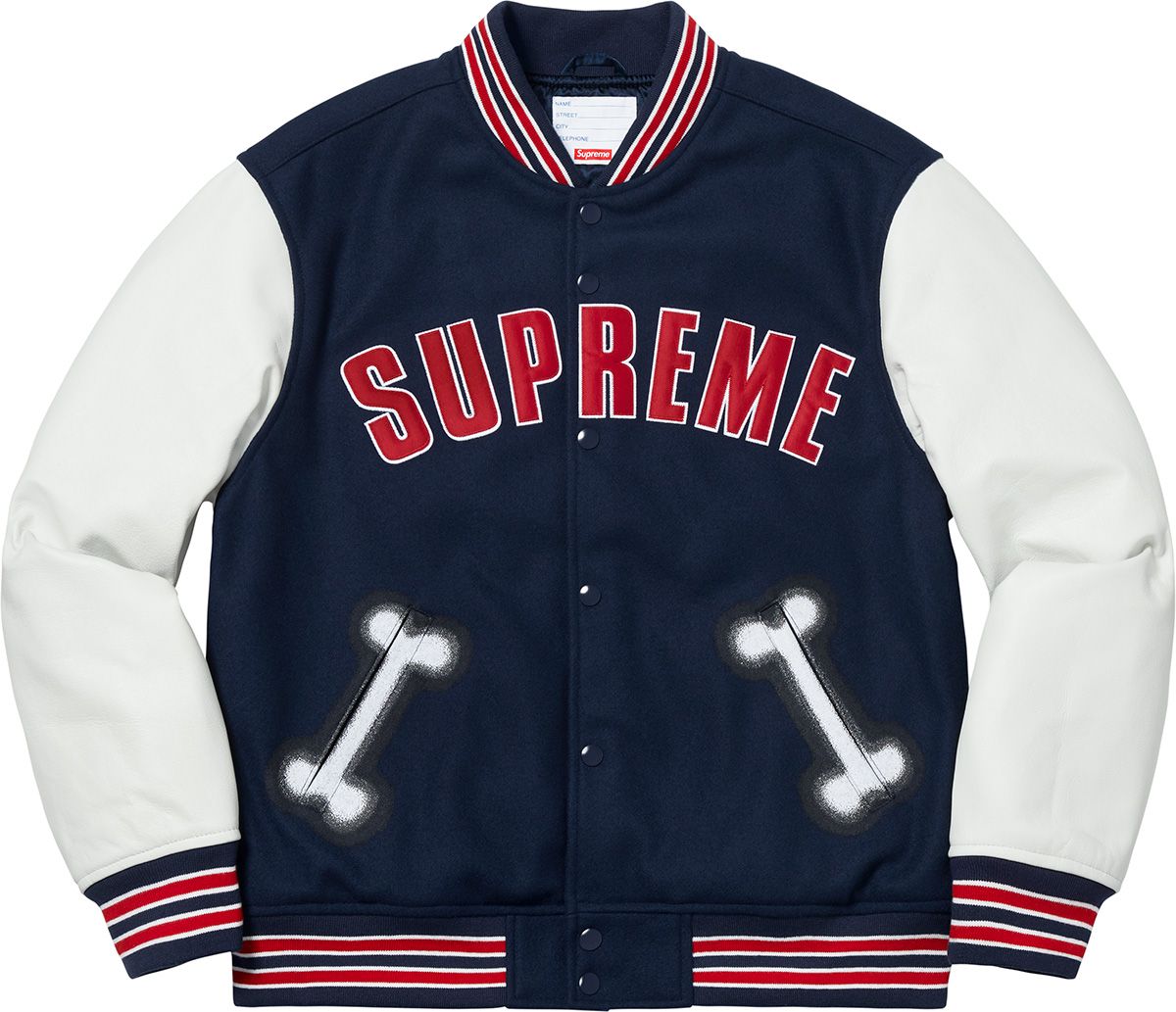 Supreme bone varsity jacket on sale