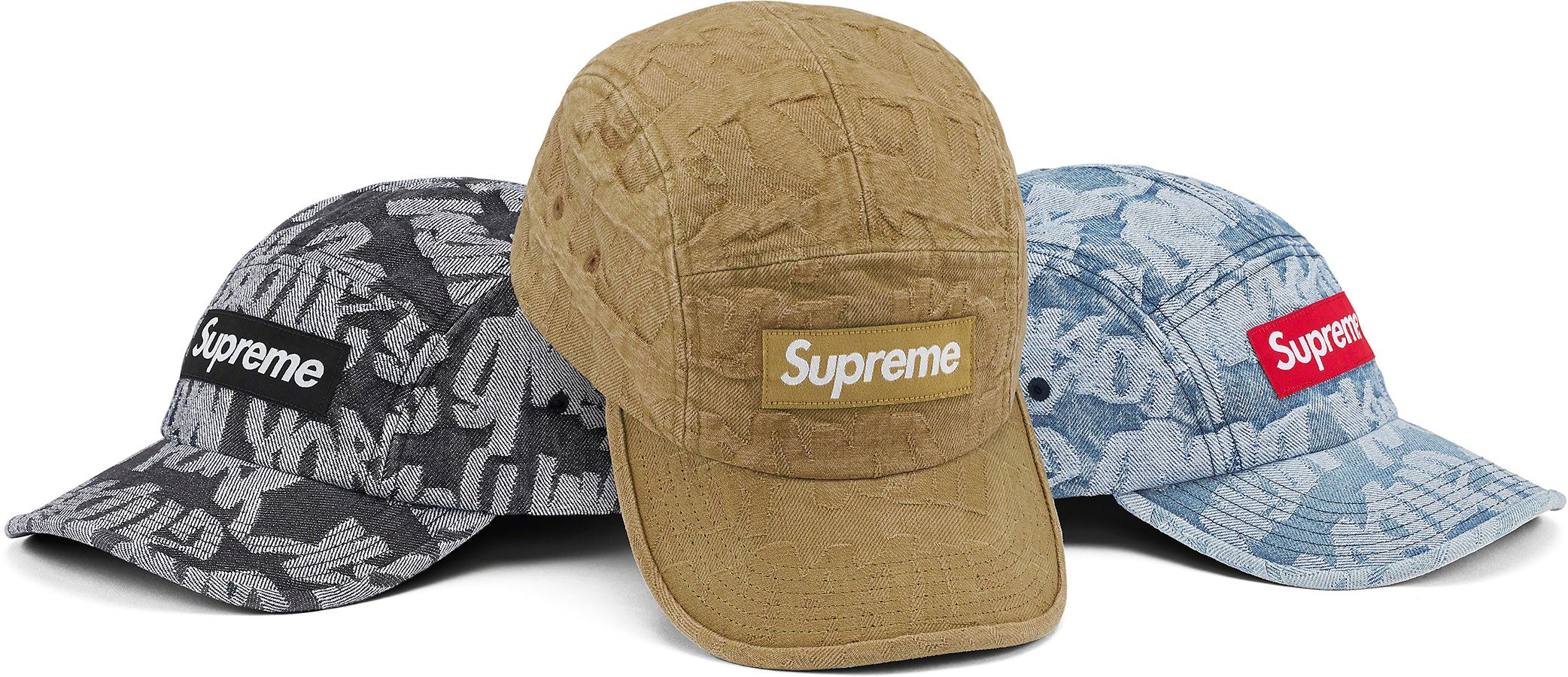 Fat Tip Jacquard Denim Camp Cap – Supreme