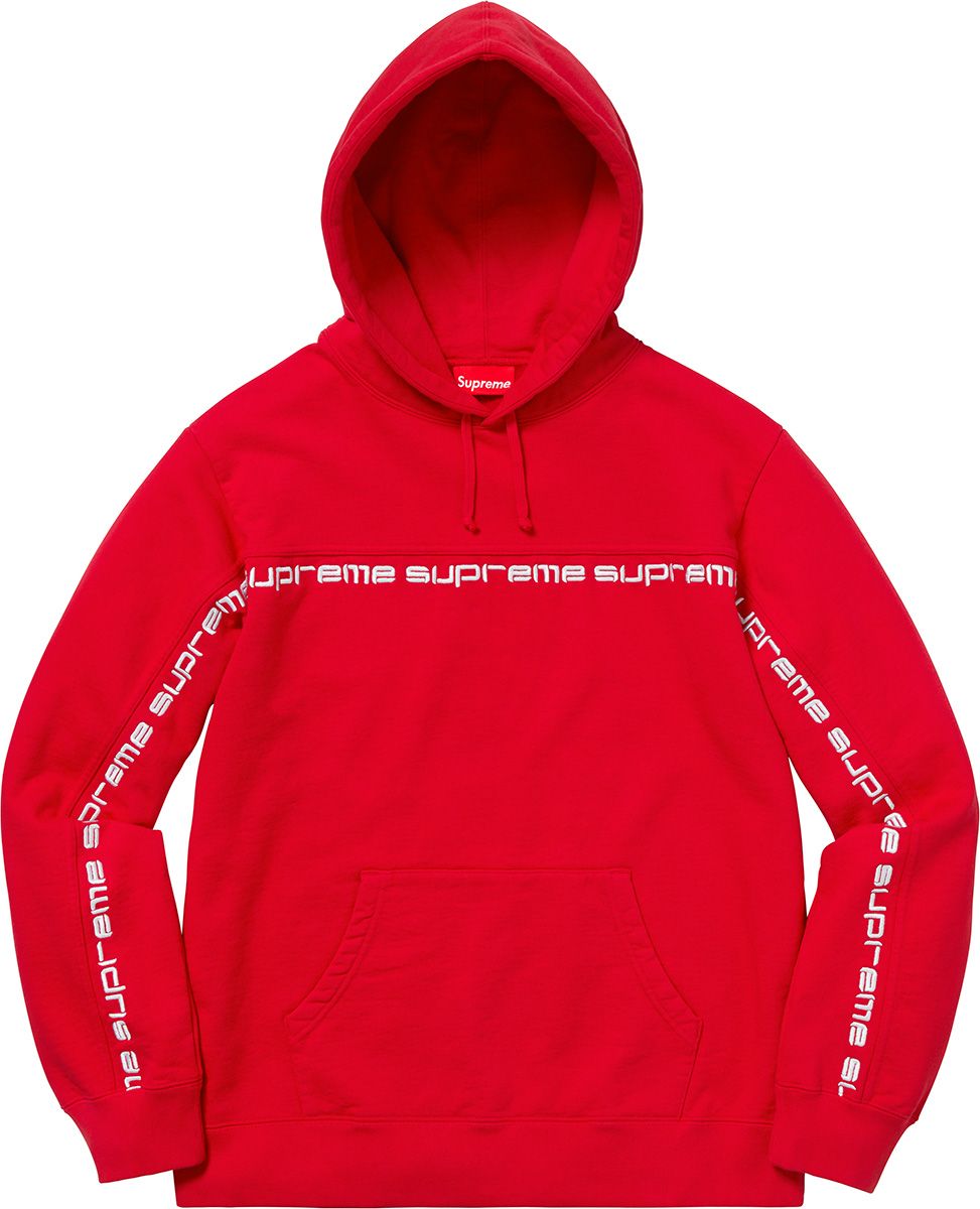 Supreme text stripe hoodie online