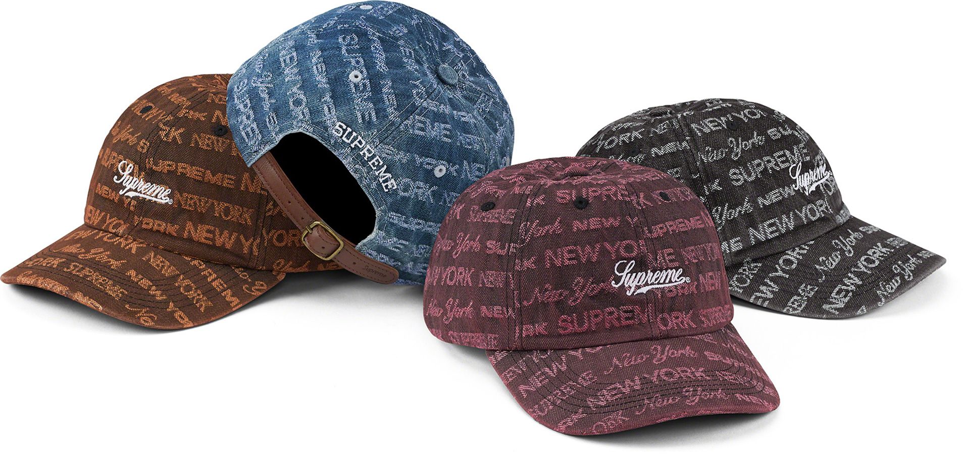 Supreme SS20 jacquared online logo denim 6 panel dad hat cap