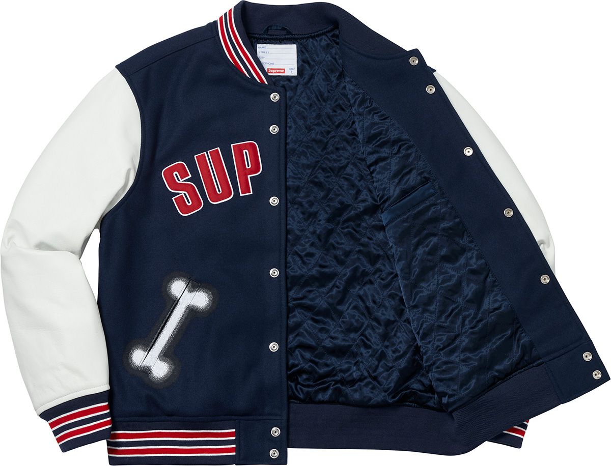 Supreme bone varsity jacket on sale