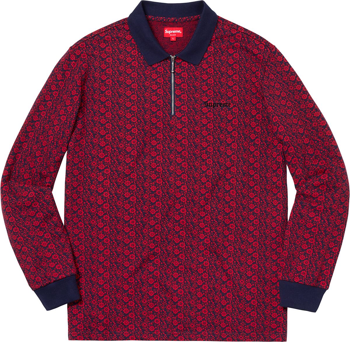 Floral Jacquard Zip L/S Polo – Supreme