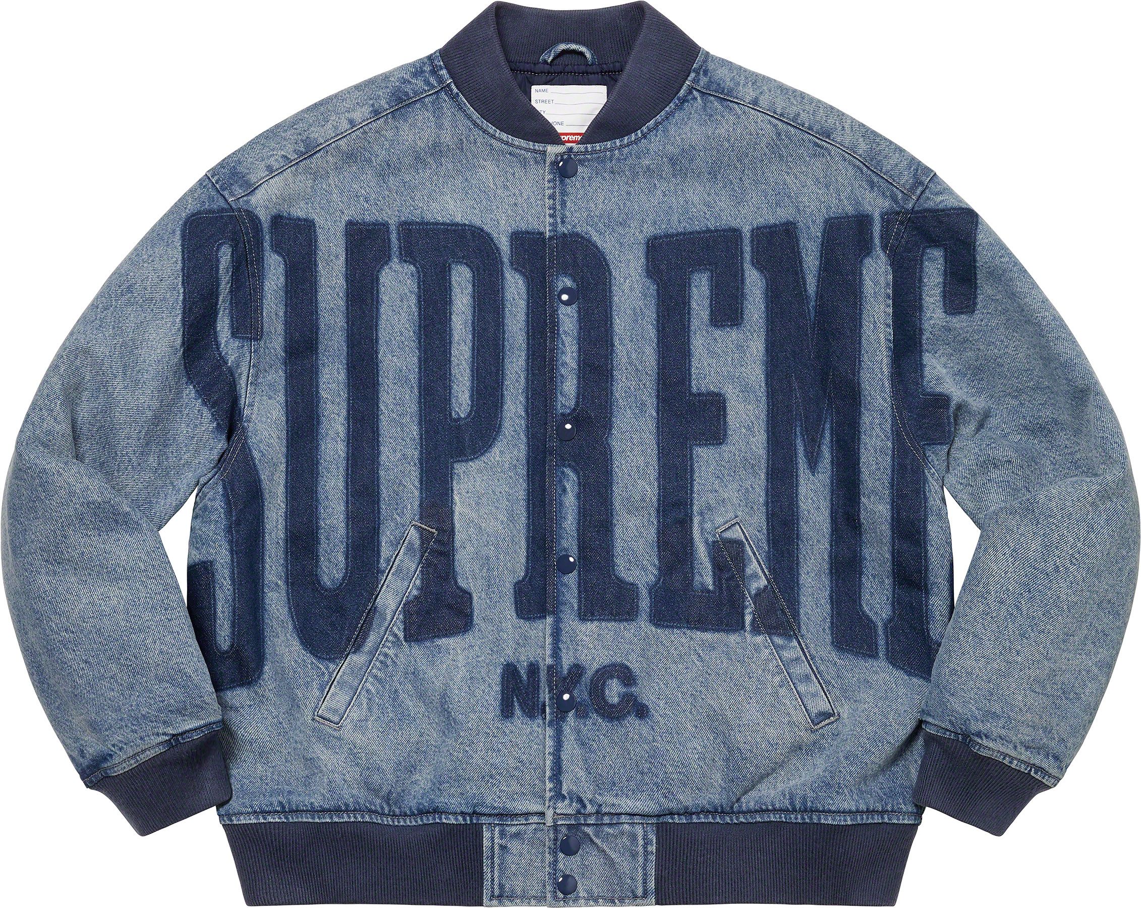 Washed Knockout Denim Varsity Jacket – Supreme