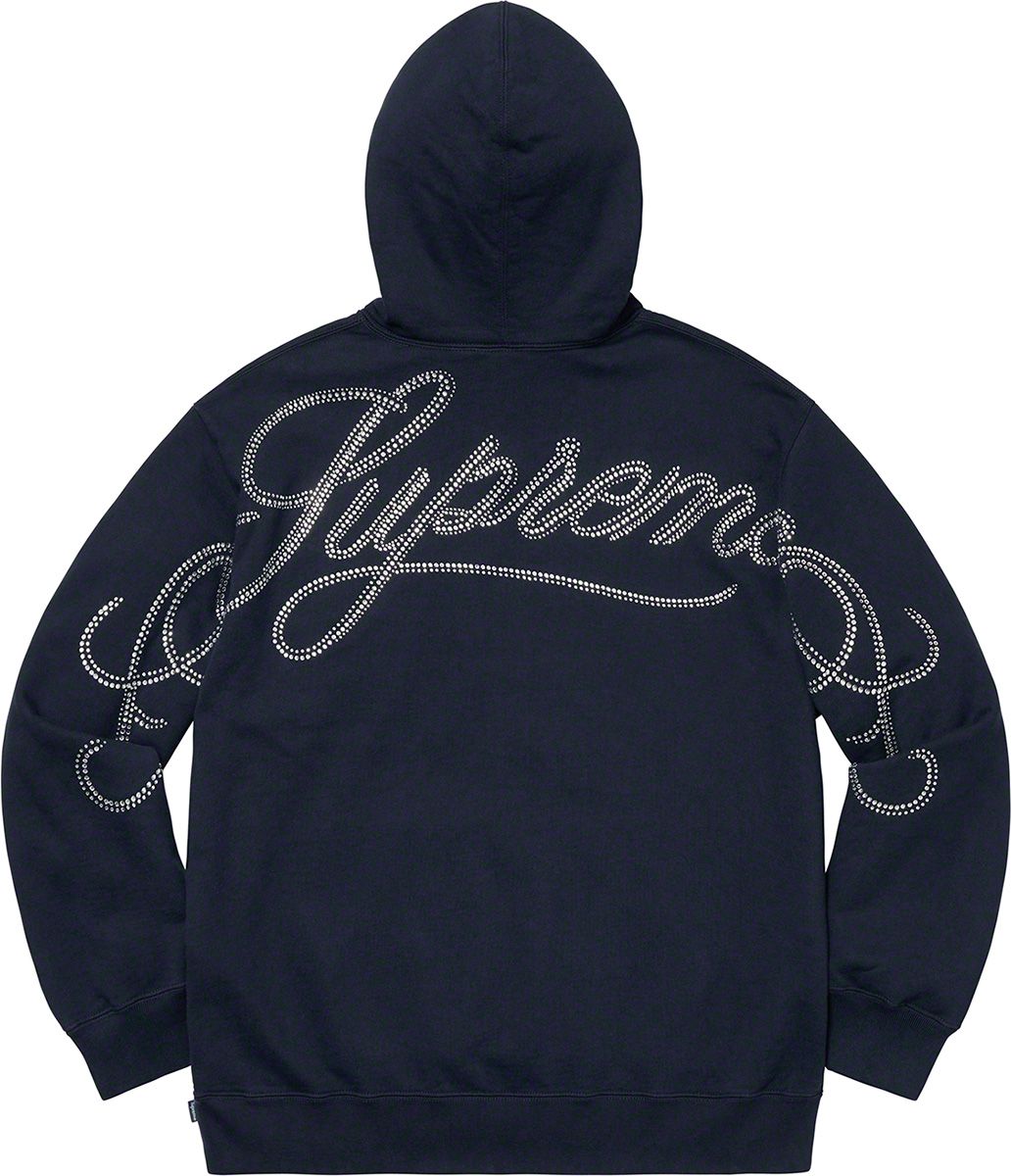 Rhinestone Script Hooded Sweatshirt – Supreme